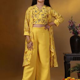 FASHION DREAM Embroidered Top With Palazzo & Shrug-image-130