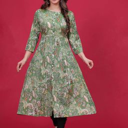 DIZON Floral Printed Cotton A-Line Kurta-image-76