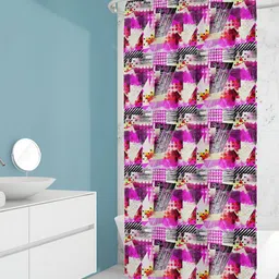 ArtzFolio Pink & White Abstract Printed Waterproof Polyester Shower Curtain image 3