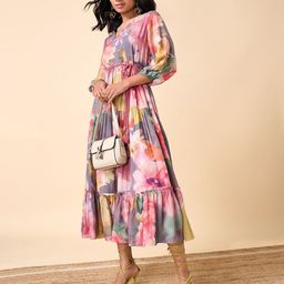 Marigold Lane Floral Print A-Line Midi Dress-image-38