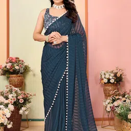 Munir Striped Poly Georgette Saree-picture-15