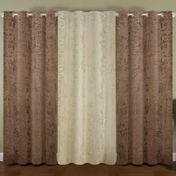 IVAZA Brown Black Out Long Door Curtain - Set of 3-image-14