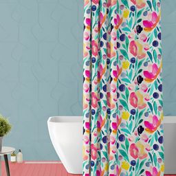 ArtzFolio White & Pink Floral Printed Waterproof Shower Curtain-image-43