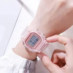 TARIDO Men Wrap Around Straps Digital Watch WHITE SILVER STRAP PINK DIAL WATCH-2-5