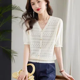 KPOP Women V-Neck Short Sleeves Top-picture-13