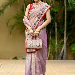 SAADHVI Embellished Embroidered OrganzaSaree-image-40