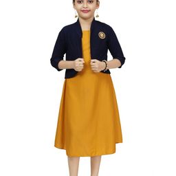 CHANDRIKA Girls Mustard Viscose Rayon Dresses-image-16