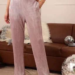 CORSICA Women Self Design Mid-Rise Trousers-image-16