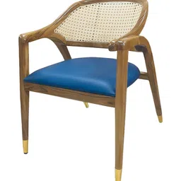 GLOBALLY INDIAN Navy Blue & Brown Wooden Lounge Chair-image-11