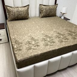 Pure Decor Royal Majestic Brown Printed Pure Cotton 240 TC King Bedsheet Set 2.74 x 2.74 m-picture-1