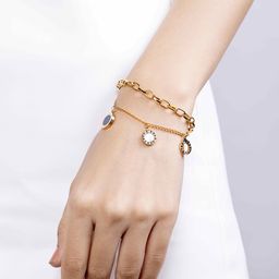 KAORI BY SHREYA AGARWAL Stainless Steel Gold-Plated Charm Bracelet-image-86