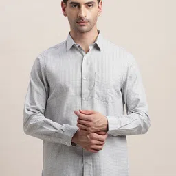 Turtle Men Standard Slim Fit Spread Collar Textured Cotton Formal Shirt-image-98