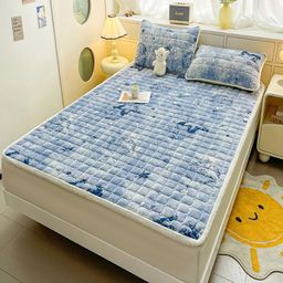 JC HOME Blue & White 150 TC King Bedsheet with 2 Pillow Covers-image-118