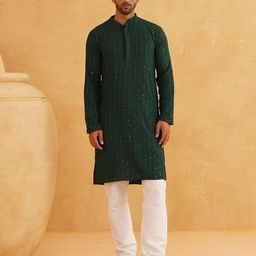 SOJANYA Men Embroidered Sequinned Kurta-picture-12