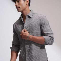HIGHLANDER Geometric Printed Cutaway Collar Relaxed Fit Shirt-image-10