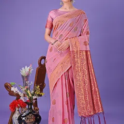 KALINI Woven Design Zari Linen Blend Saree-picture-10