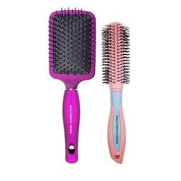 Swiss Connection Set Of 2 Paddle Detangling & Roller Hair Brushes-14