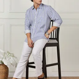 Vestirio Men Classic Fit Vertical Striped Spread Collar Casual Shirt-picture-7