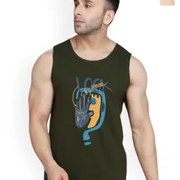SLOWLORIS Pack Of 2 Printed Sleeveless Cotton Gym Vests-picture-1