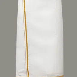 Viveagham Men Pack of 2 Single Layer Dhoti with Zari Border-17
