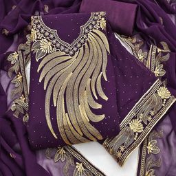 Lilots Silk Georgette Unstitched Dress Material-image-86