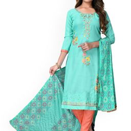 HERE&NOW Embellished Thread Work Unstitched Dress Material-image-54