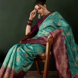 Sangria Woven Design Saree With Blouse Piece-image-66