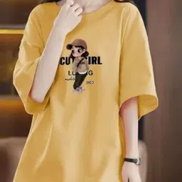 StyleCast Yellow & Black Graphic Printed Oversized T-shirt-picture-23