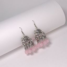HOPMEE Brass Silver-Plated Oxidised Crystals Animal Shaped Drop Earrings-6