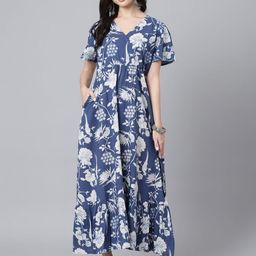 Sangria Women Blue Cotton A-Line Dresses-picture-44