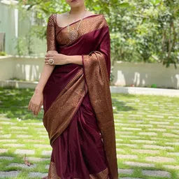 AMRUTKALA SAREES Solid Zari Woven Design Border Banarasi Saree-18