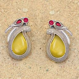 JAYPORE Artificial Stones Contemporary Oxidised Studs-25