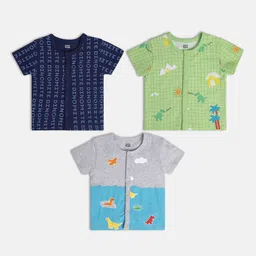 MINI KLUB Infant Boys Pack Of 3 Printed Pure Cotton Jhabla Vest 26BBFV646-picture-10