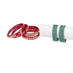 SOMIL Set Of 12 Red Alloy Artificial Stones and Beads Antique Bangles-image-98