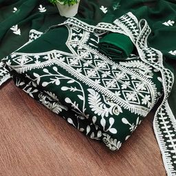 SHADOW & SAINING Embroidered Silk Georgette Unstitched Dress Material-image-65