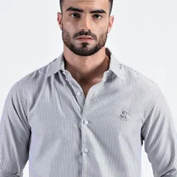 MISCHIEF MONKEY Men Classic Tailored Fit Opaque Striped Casual Shirt-image-66
