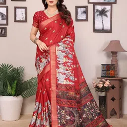The Textile Hub Floral Zari Saree-image-85