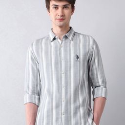 U.S. Polo Assn. Denim Co. Men Classic Regular Fit Vertical Striped Cotton Casual Shirt-image-107