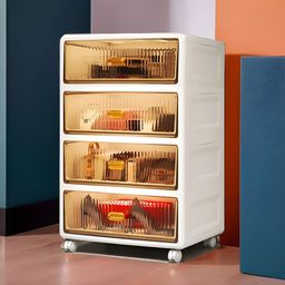 UMAI White Cabinet With Wheels 4 Layers Drawer Storage Organizer-57