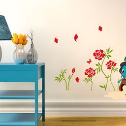LANSTICK Flowers With Little Krishna Printed Heatproof Wallsticker-image-15