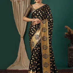 KALINI Black Pure Georgette Embellished Sarees-picture-22