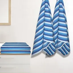 Myntra Elegant Homes Blue & White 4 Striped Cotton 150 GSM Bath Towel-image-41