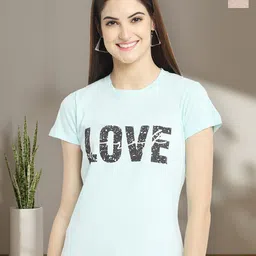 Dreambe Women Pack of 2 Typography Printed Round Neck Cotton T-shirts-picture-48