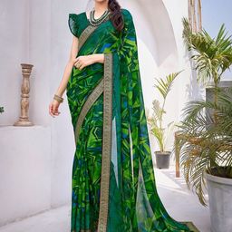 Lookmark Geometric Printed Pure Georgette Saree With Blouse Piece image 3