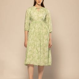 OCTICS Women Floral Printed Tie-Up Neck Fit & Flare Dress-image-72