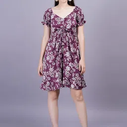 BAESD Women Printed Puff Sleeves Fit & Flare Dress-image-40