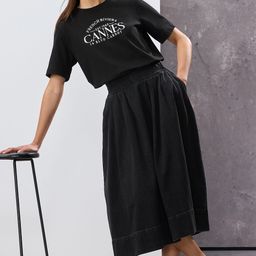 NEXT Women Pure Cotton Pleated Denim A-Line Skirt-image-77