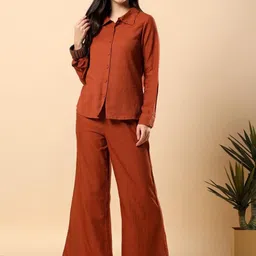 aayusika Women Shirt Collar Pure Cotton Shirt With Trouser Co-Ords-picture-7