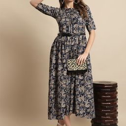 Tromko Floral Print Fit & Flare Midi Dress-image-0
