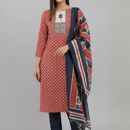 Silakaari Printed Minimal Mirror Work Unstiched Dress Material-picture-15